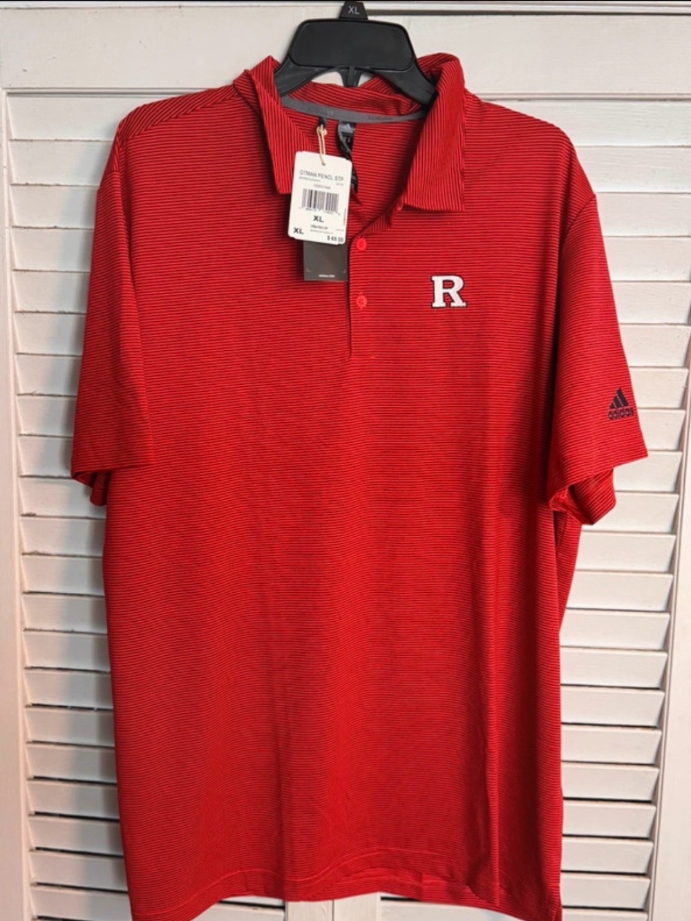 Rutgers Scarlet Knights Adidas Otman Golf Polo Shirt Mens XL red Pencil Stripe